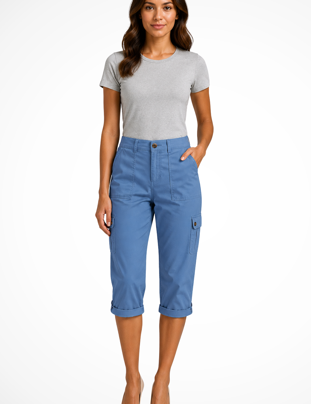 Pantaloni Cargo da Donna con Orlo Risvoltato - Stile Casual e Versatile 4