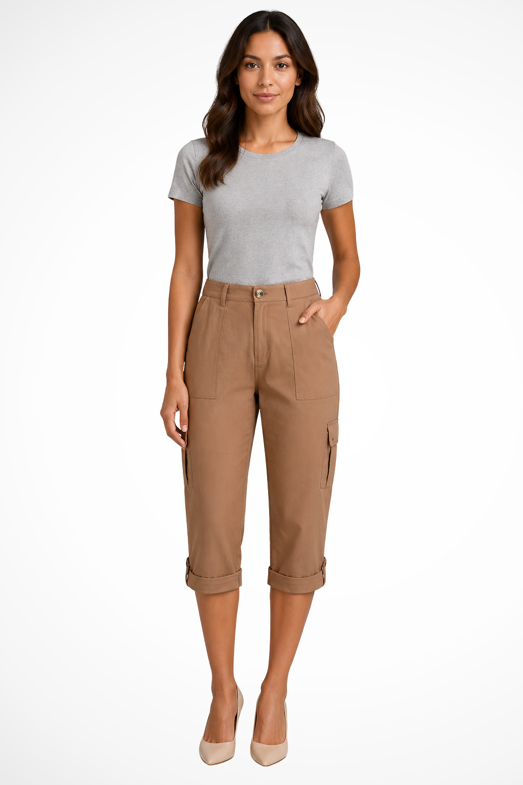 Pantaloni Cargo da Donna con Orlo Risvoltato - Stile Casual e Versatile 5