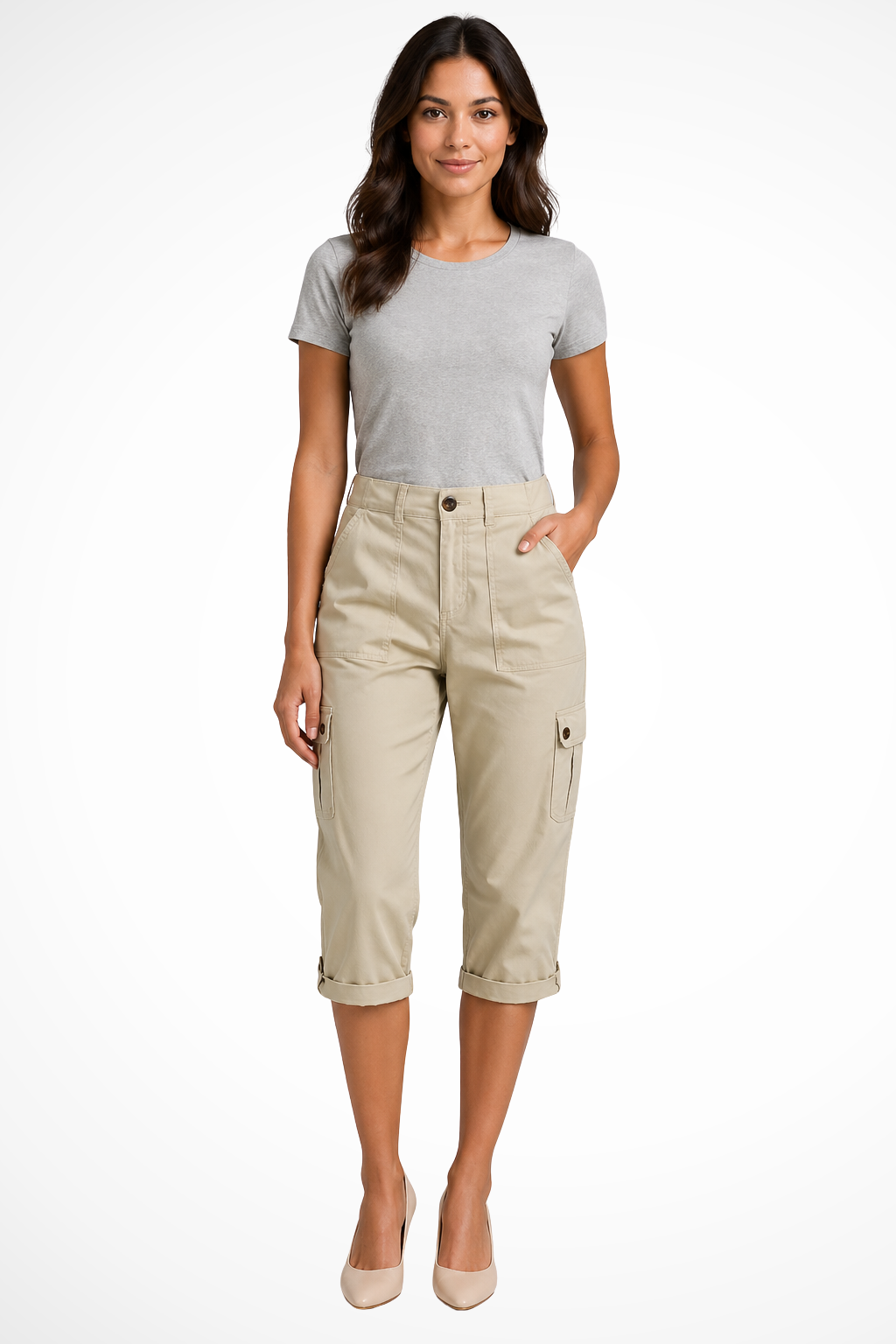 Pantaloni Cargo da Donna con Orlo Risvoltato - Stile Casual e Versatile 7