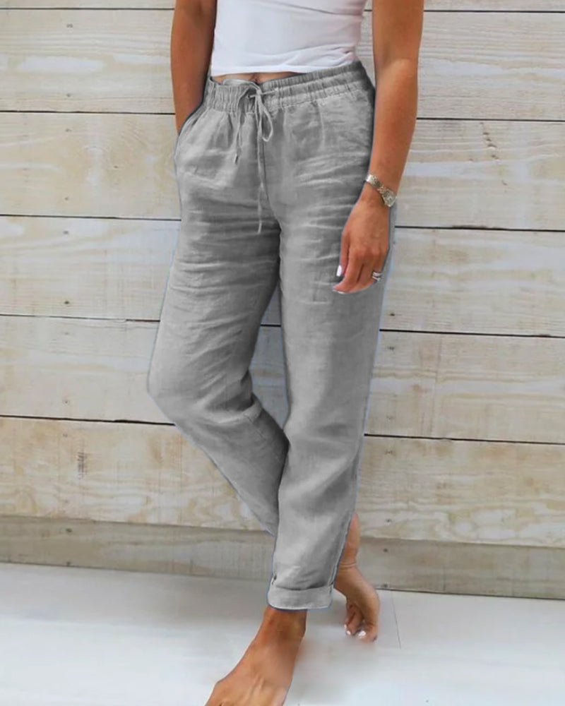 Pantaloni Casual da Donna con Vita Elastico e Coulisse 1