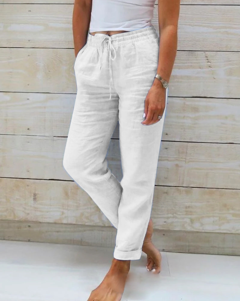 Pantaloni Casual da Donna con Vita Elastico e Coulisse 2