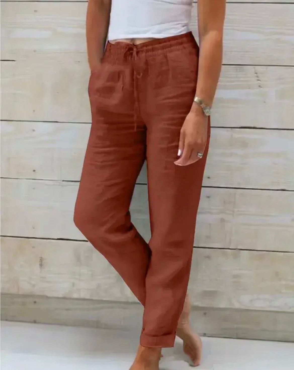 Pantaloni Casual da Donna con Vita Elastico e Coulisse 4