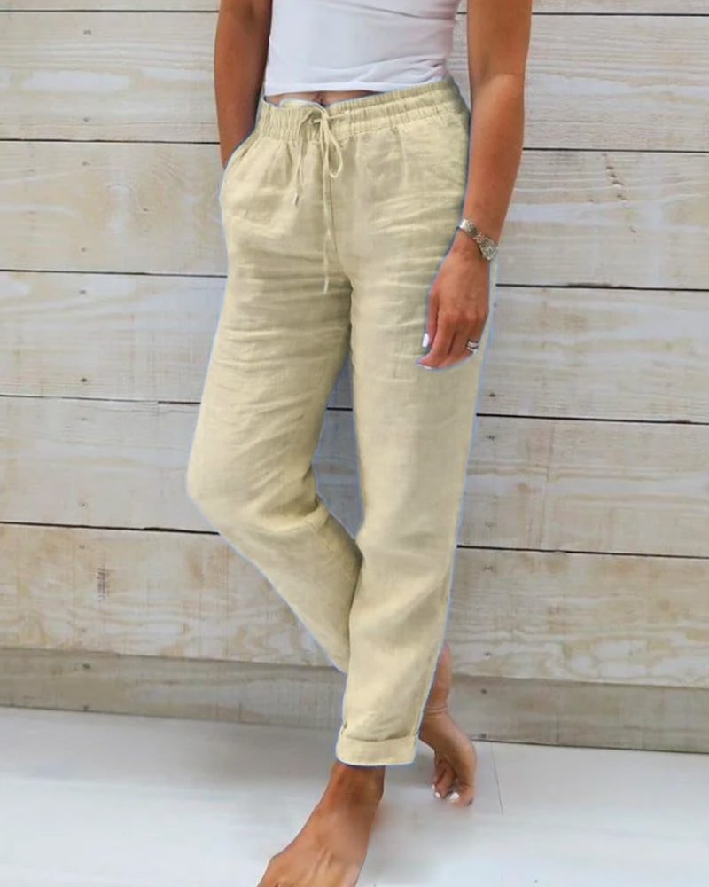 Pantaloni Casual da Donna con Vita Elastico e Coulisse 5