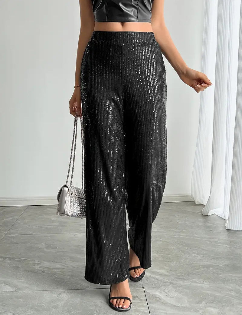 Pantaloni da donna a gamba larga con paillettes | Capodanno 1