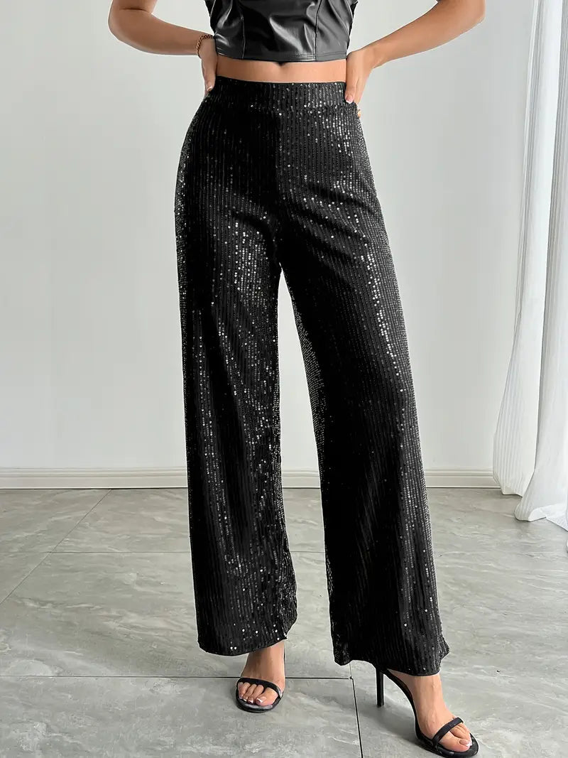 Pantaloni da donna a gamba larga con paillettes | Capodanno 3