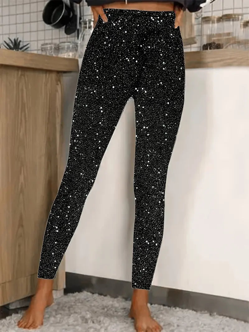 Pantaloni da donna con paillettes | Lunghi, vestibilità slim | Capodanno 1