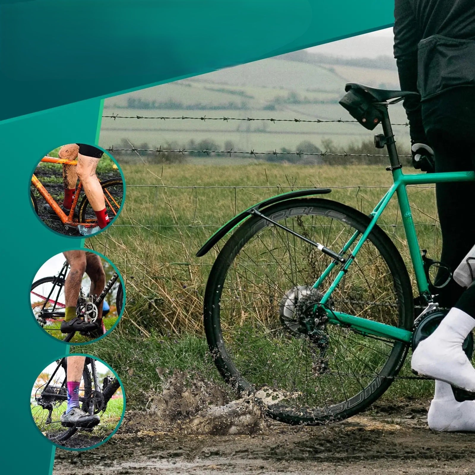 Parafango per bici da strada e MTB – Protezione dall'acqua anteriore e posteriore 700C per un ciclismo più pulito e asciutto su qualsiasi terreno 3