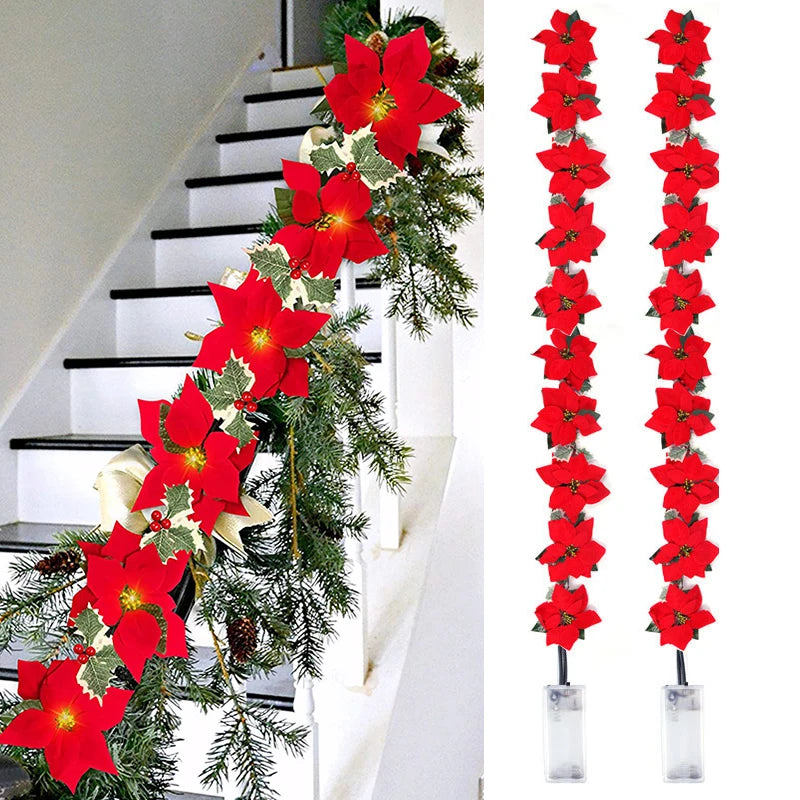 Poinsettia Glow | Ghirlanda di luci a stella a LED per decorazioni natalizie 1