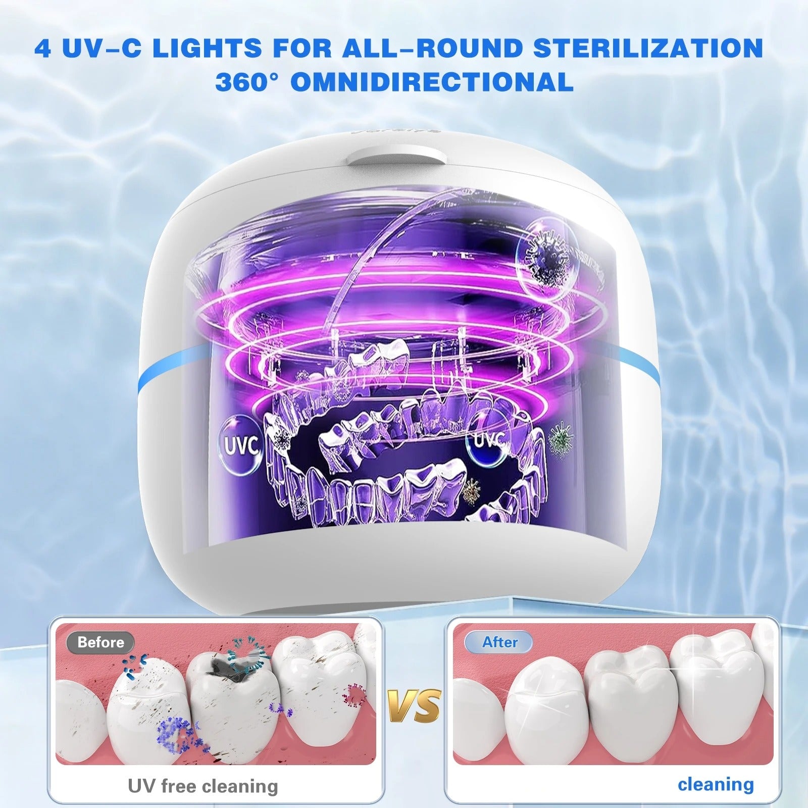 Pulitore per Denti ad Ultrasuoni con Sterilizzazione UV-C e Modalità Multipla – Design in Acciaio Inossidabile, Pulizia Profonda e Sicura 2