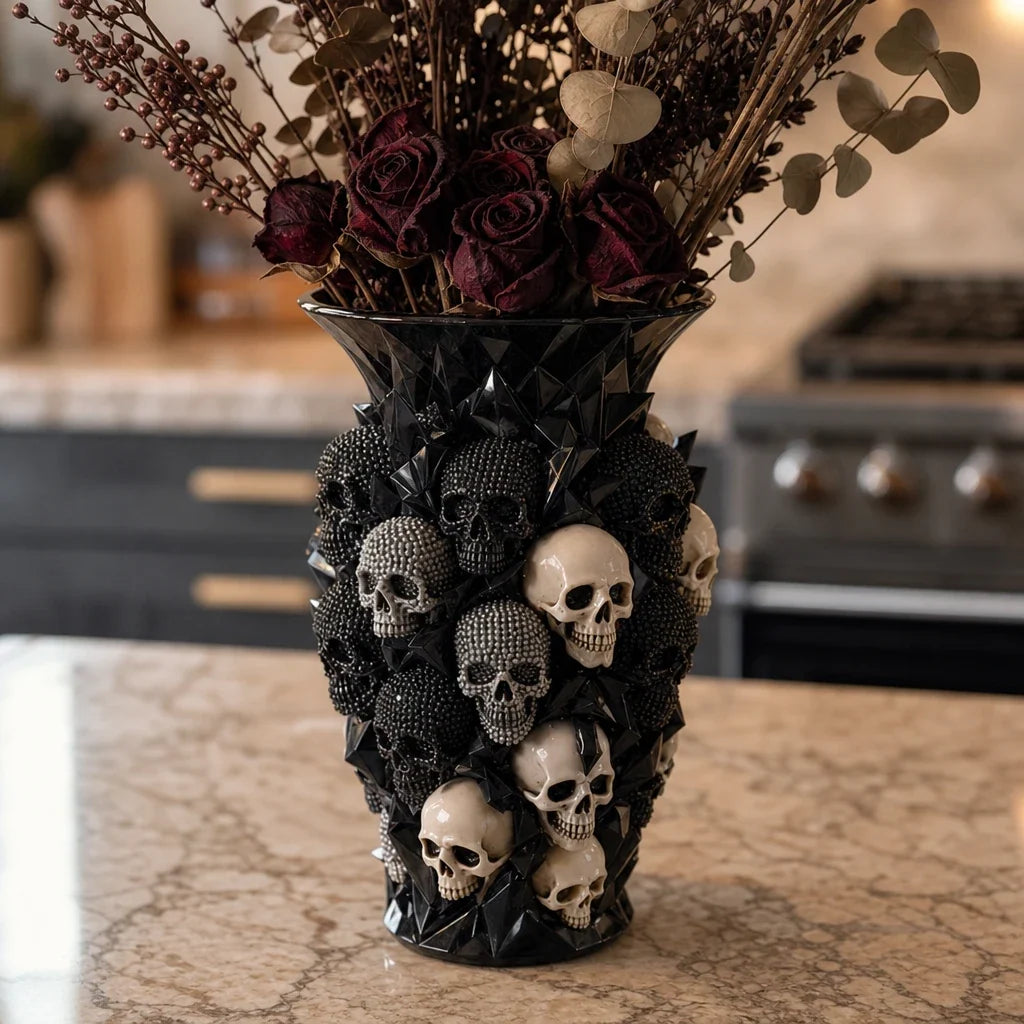 Ravenora – Sculpted Raven And Skull Decorative Vase 1