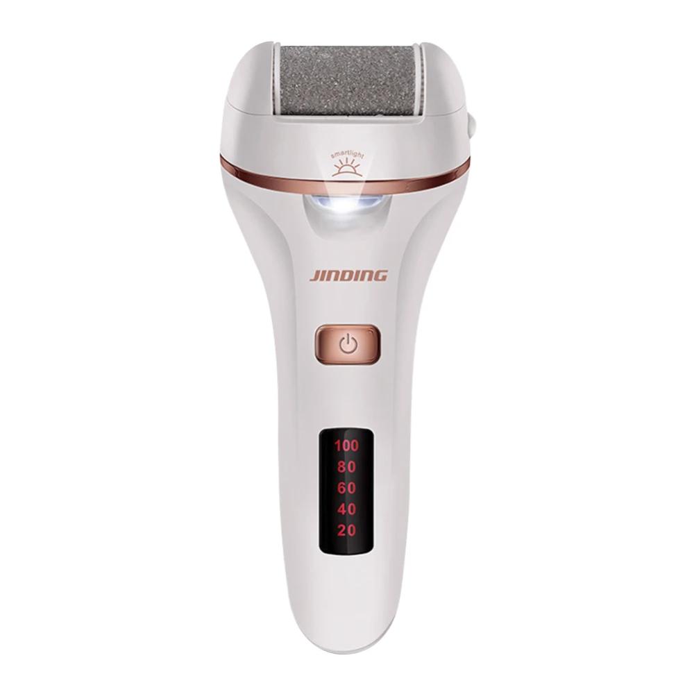Rullo elettrico per pedicure Jinding, bianco, display LED, ricaricabile, rimozione calli e pelle dura, cura piedi, dispositivo portatile.