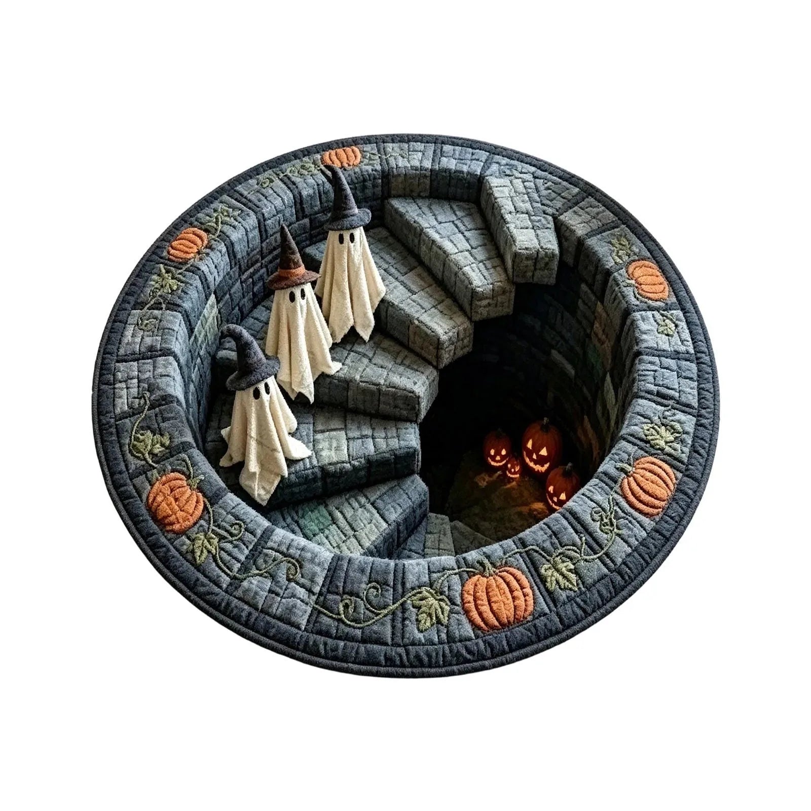 Runder 3D-Halloween-Teppich mit Gruselmotiv 0