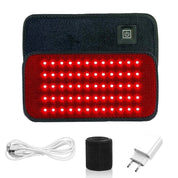 Dispositivo terapia luce rossa LED, fascia riscaldante per sollievo muscolare, con cavo USB, adattatore e fascia elastica. Ideale per fisioterapia.