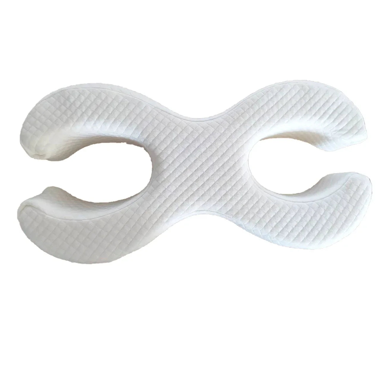 Cuscino ergonomico bianco a forma di farfalla, supporto cervicale, memory foam, ideale per dormire, allevia il dolore al collo e alla schiena.