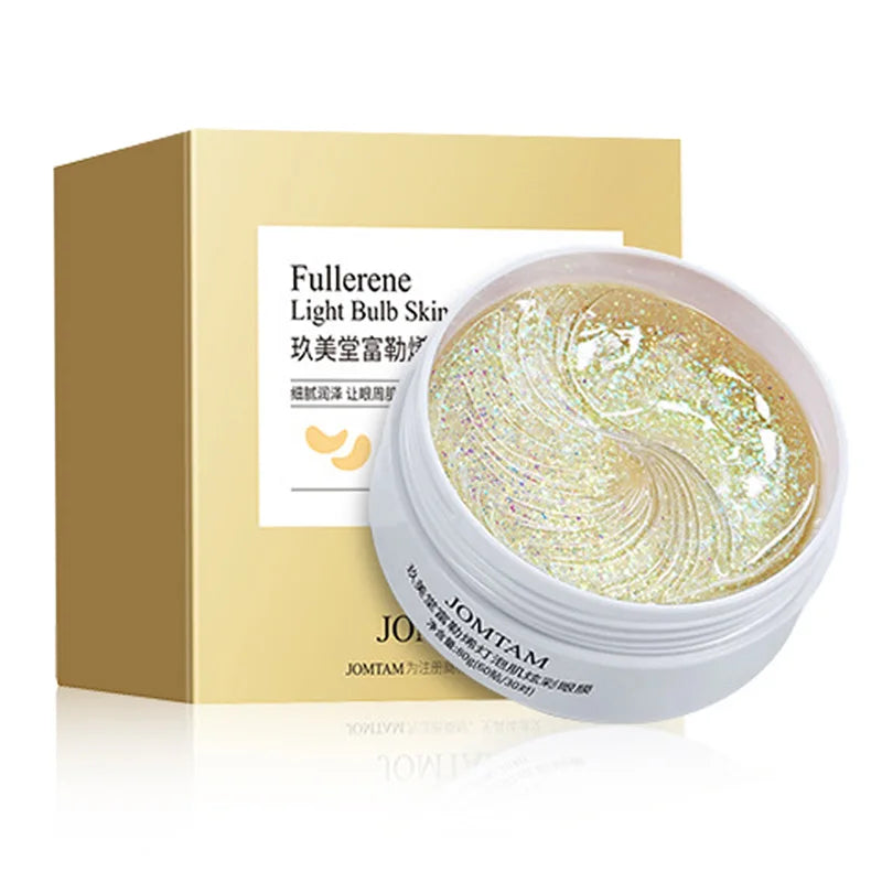 Crema viso Jomtam Fullerene, confezione dorata, texture scintillante. Idratante, anti-età, cura della pelle, bellezza, skincare avanzata.