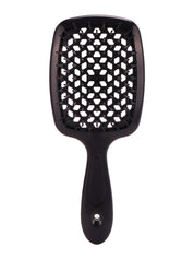 Spazzola per capelli nera con design a nido d'ape, manico ergonomico. Ideale per districare e lisciare, adatta a tutti i tipi di capelli.