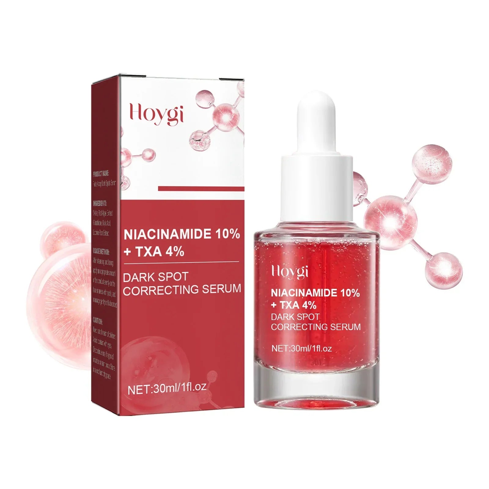 Siero viso Hoygi Niacinamide 10% TXA 4%, 30ml. Correttore macchie scure, flacone con contagocce, formula anti-imperfezioni, cura della pelle.
