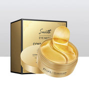 Maschera occhi ZOZU dorata, confezione elegante, idratazione e cura anti-età, trattamento contorno occhi, bellezza e cura della pelle.