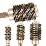 Set di spazzole termiche rotonde per capelli, setole in nylon, manico ergonomico, ideale per styling e asciugatura, diverse dimensioni disponibili.