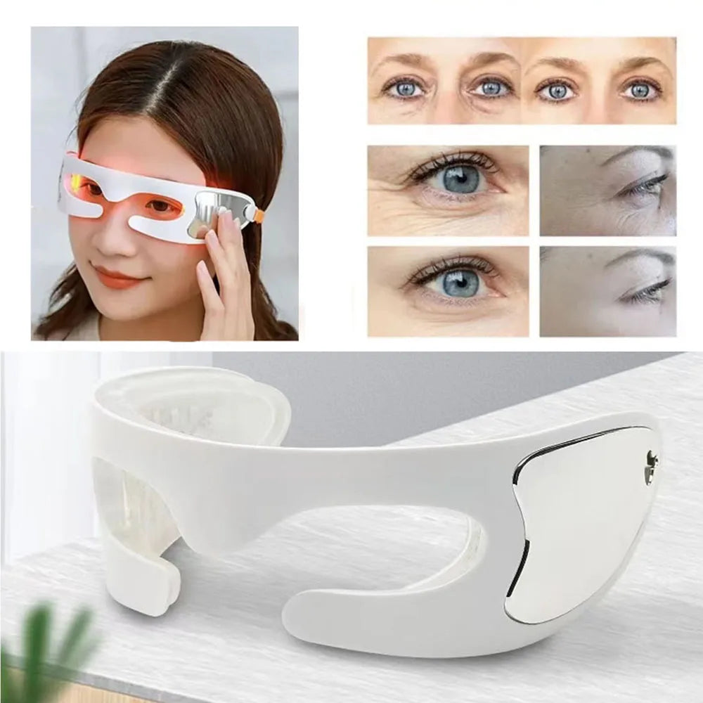 Maschera LED per occhi, trattamento anti-invecchiamento, riduzione rughe, cura occhi, dispositivo bellezza, tecnologia luce rossa, cura pelle.