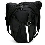 Zaino nero compatto con tasche multiple, cerniere robuste e striscia riflettente. Ideale per escursioni, ciclismo e uso quotidiano.
