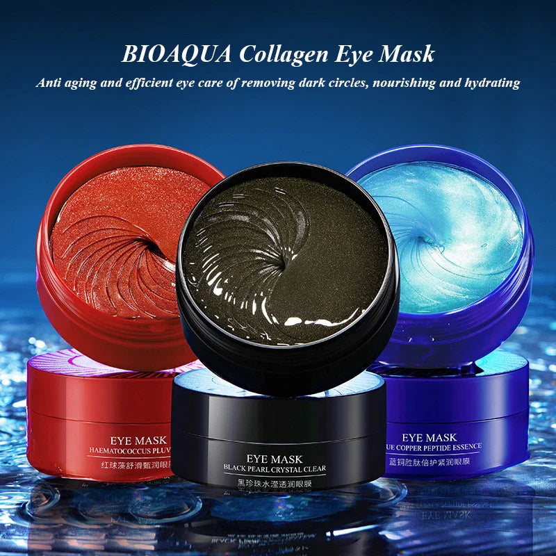 Maschera occhi BIOAQUA Collagen, anti-età, rimozione occhiaie, idratante, confezione colorata, cura occhi, bellezza, skincare.