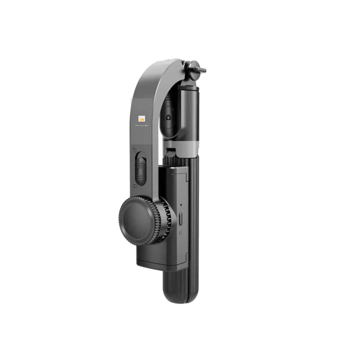 Bastone selfie nero con telecomando integrato, supporto per smartphone, design pieghevole, compatibile con iOS e Android, ideale per viaggi e vlog.