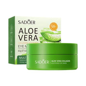 Maschera occhi Sadoer Aloe Vera Collagen, 80g, idratante e lenitiva, confezione verde, 98% estratti naturali, cura della pelle, anti-invecchiamento.