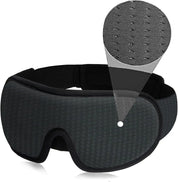 Maschera per dormire nera in tessuto traspirante, design ergonomico, blocco totale della luce, ideale per viaggi e relax. Accessorio per il sonno.