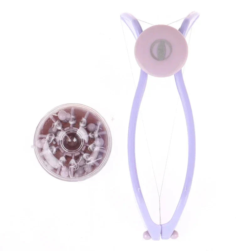 Epistick per depilazione viso, colore viola, con filo di cotone e manico ergonomico. Strumento per rimozione peli facciali, accessorio bellezza.