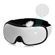 Maschera per dormire bianca, traspirante e imbottita, con cinturino regolabile. Ideale per un sonno confortevole e rilassante.