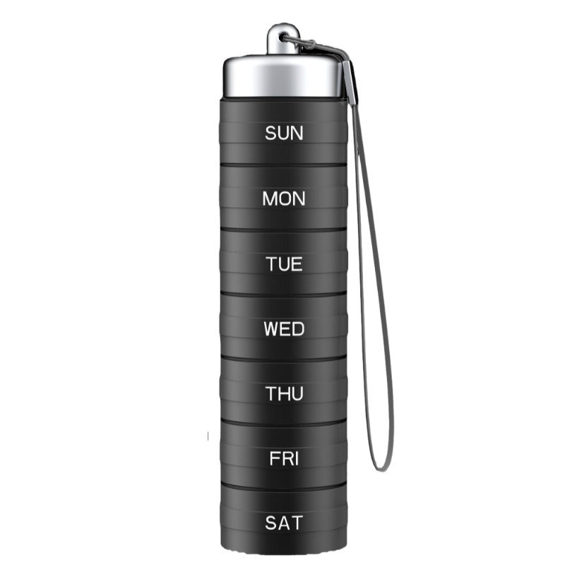 Pastillero de aluminio portátil y modular de 7 días para viaje