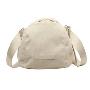 Borsa a tracolla beige in velluto a coste, design casual, con cinghia regolabile. Perfetta per moda donna, accessori eleganti e pratici.