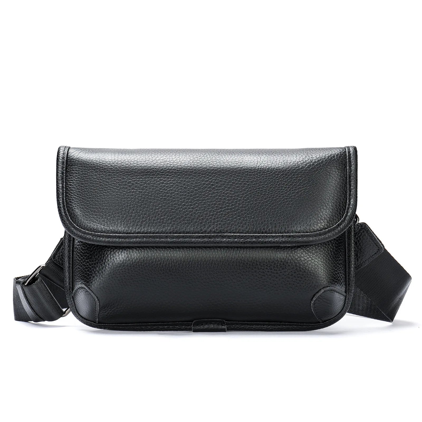 Borsa a tracolla in pelle nera, design elegante e moderno, ideale per uomo e donna. Accessorio moda versatile e resistente.