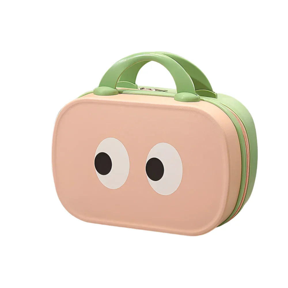 Borsa termica per bambini, design occhi, colore rosa e verde, manico ergonomico, ideale per scuola e picnic, resistente e capiente.