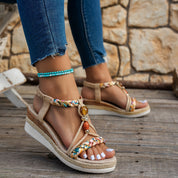 Sandali Orthopedic con Zeppa in Iuta Intrecciata a Mano con Arch Support e Cinturino Regolabile 3