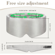 Maschera per dormire regolabile in seta, dimensioni 52-66 cm, colore grigio, design ergonomico, comfort ottimale per il sonno.