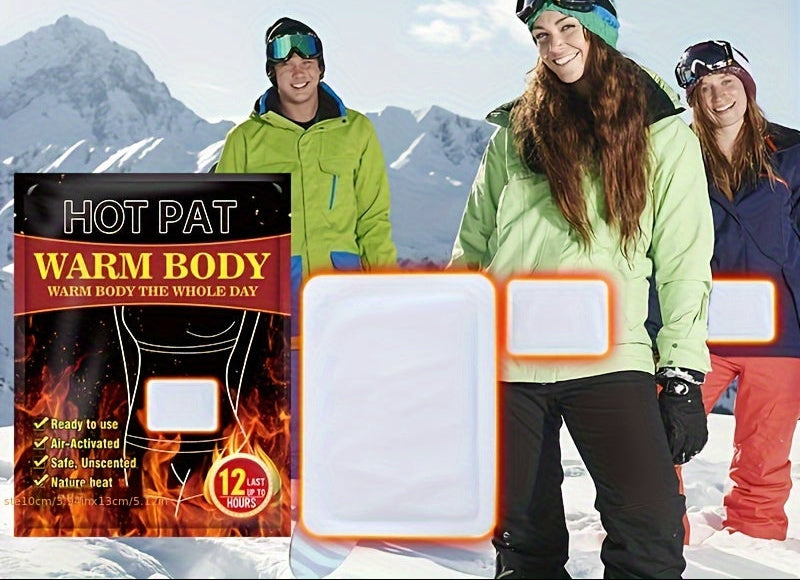 Scaldamani grandi: confezione da 20 impacchi termici adesivi a lunga durata che forniscono calore immediato per le mani, gli sport all'aria aperta e il freddo invernale 0