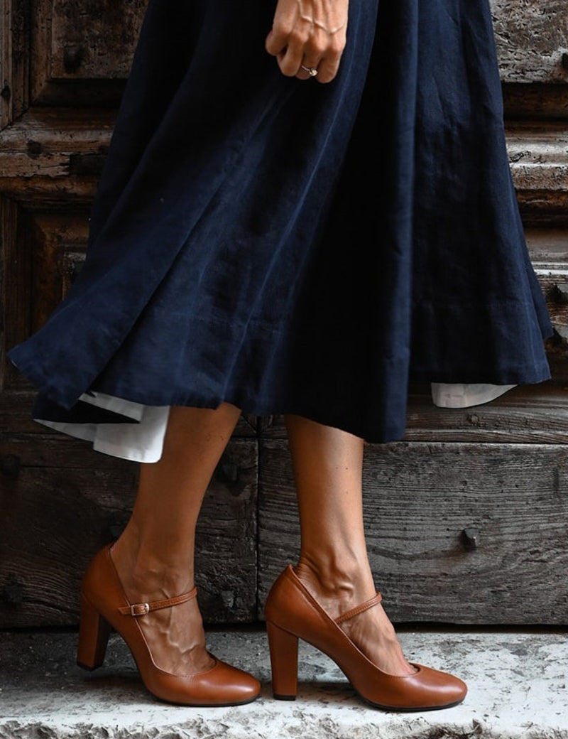Scarpe da donna con tacco largo e supporto ortopedico, cinturino regolabile 1
