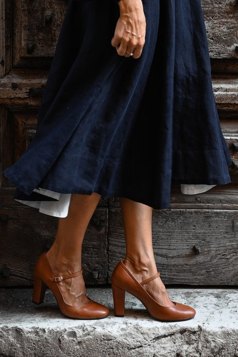 Scarpe da donna con tacco largo e supporto ortopedico, cinturino regolabile 1
