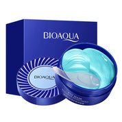 Maschera occhi Bioaqua, confezione blu, patch idratanti per occhi, riduzione occhiaie e gonfiore, cura della pelle, bellezza viso.