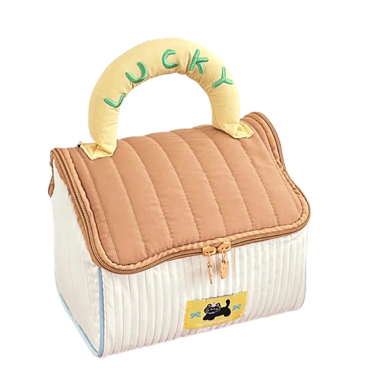 Borsa termica per bambini con manico imbottito "Lucky", design a righe, chiusura a zip, ideale per pranzo al sacco, scuola, picnic.