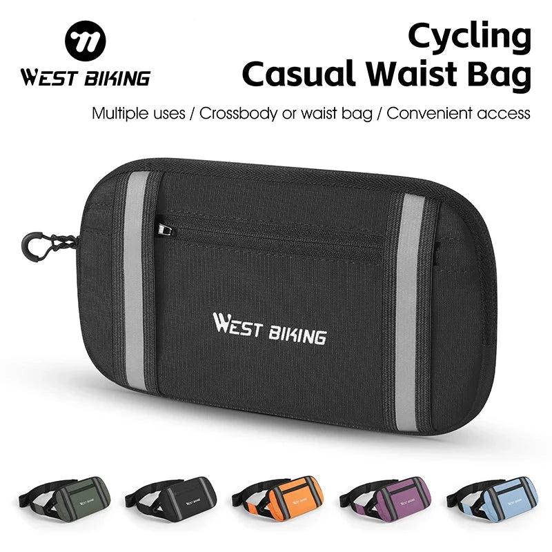 Borsa da ciclismo West Biking, marsupio casual nero, multiuso, accesso comodo, disponibile in vari colori, ideale per sport e attività all'aperto.