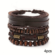 Set Bracciali Uomo in Pelle e Legno Elegante e Resistente 0