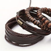 Set Bracciali Uomo in Pelle e Legno Elegante e Resistente 1
