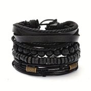 Set Bracciali Uomo in Pelle e Legno Elegante e Resistente 4