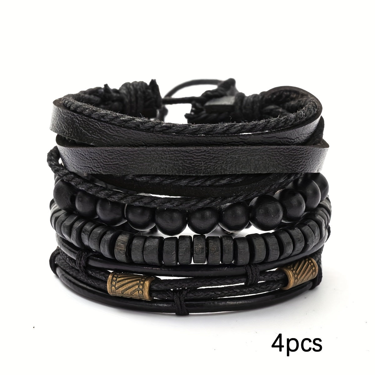 Set Bracciali Uomo in Pelle e Legno Elegante e Resistente 5