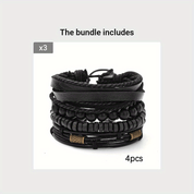 Set Bracciali Uomo in Pelle e Legno Elegante e Resistente 6