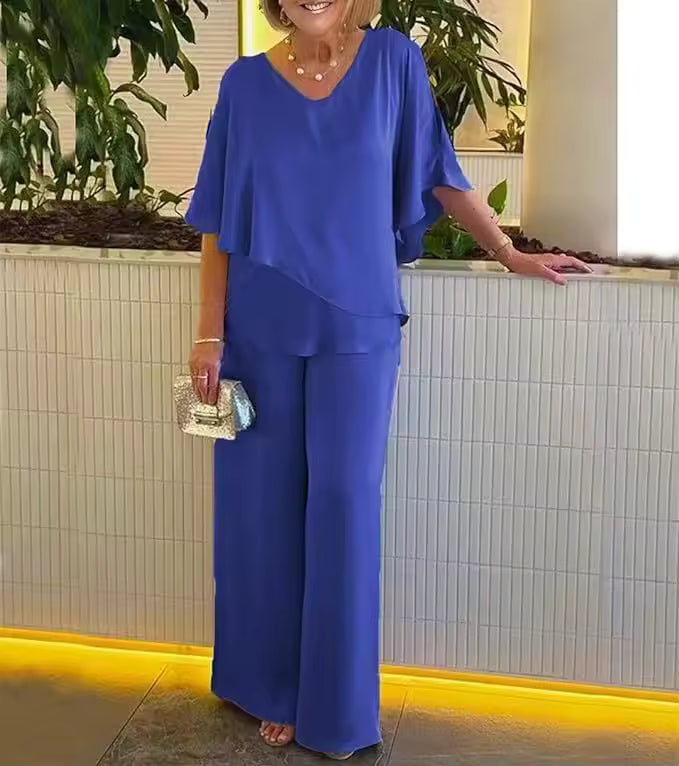 Set Elegante da Due Pezzi per Donne - Top e Pantaloni Fluidi Ideali per Occasioni Speciali e Look Raffinati 0