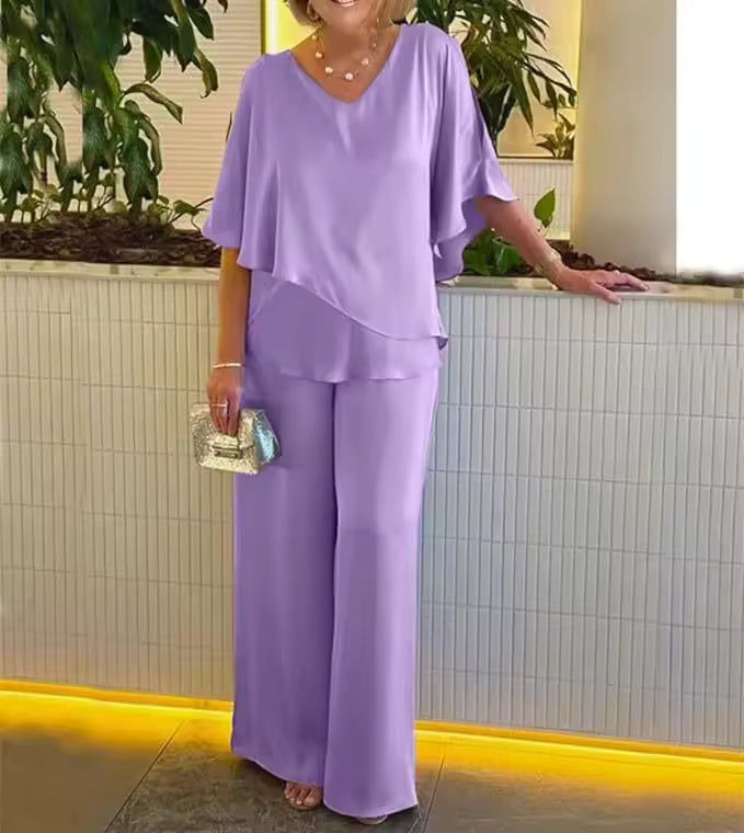 Set Elegante da Due Pezzi per Donne - Top e Pantaloni Fluidi Ideali per Occasioni Speciali e Look Raffinati 1